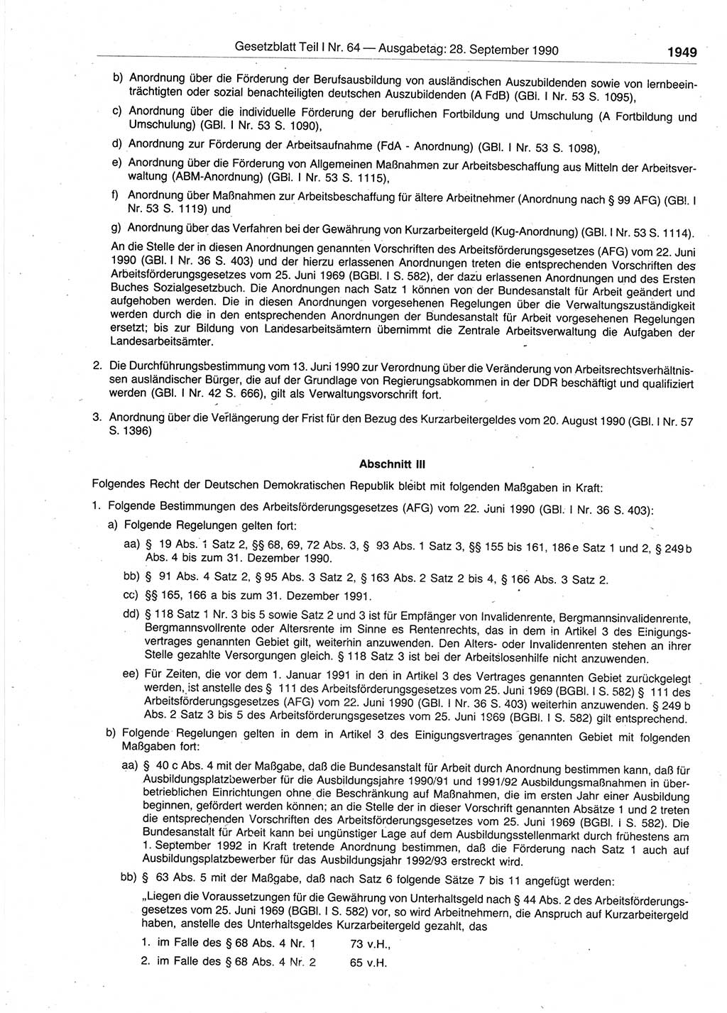 Gesetzblatt (GBl.) der Deutschen Demokratischen Republik (DDR) Teil Ⅰ 1990, Seite 1949 (GBl. DDR Ⅰ 1990, S. 1949)