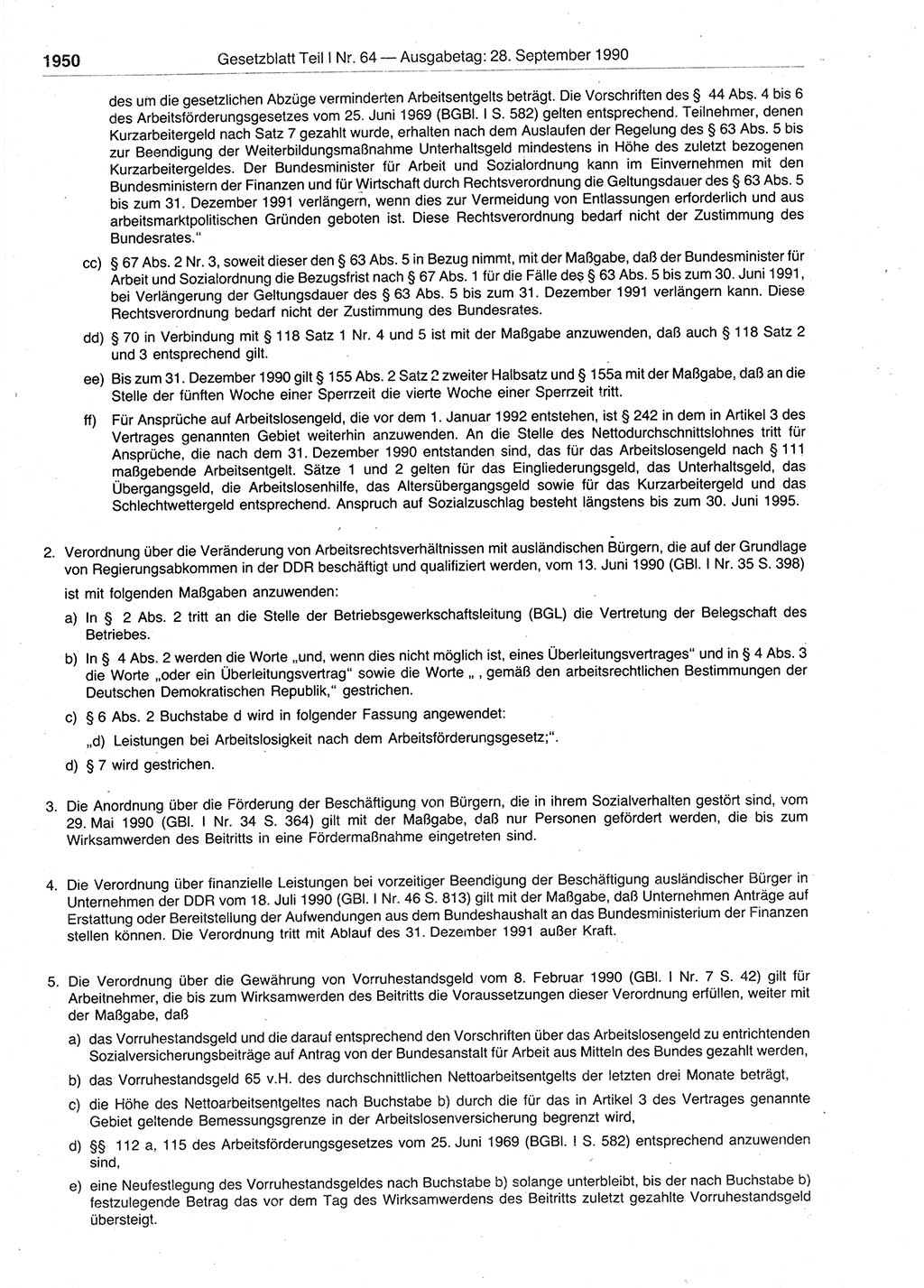 Gesetzblatt (GBl.) der Deutschen Demokratischen Republik (DDR) Teil Ⅰ 1990, Seite 1950 (GBl. DDR Ⅰ 1990, S. 1950)