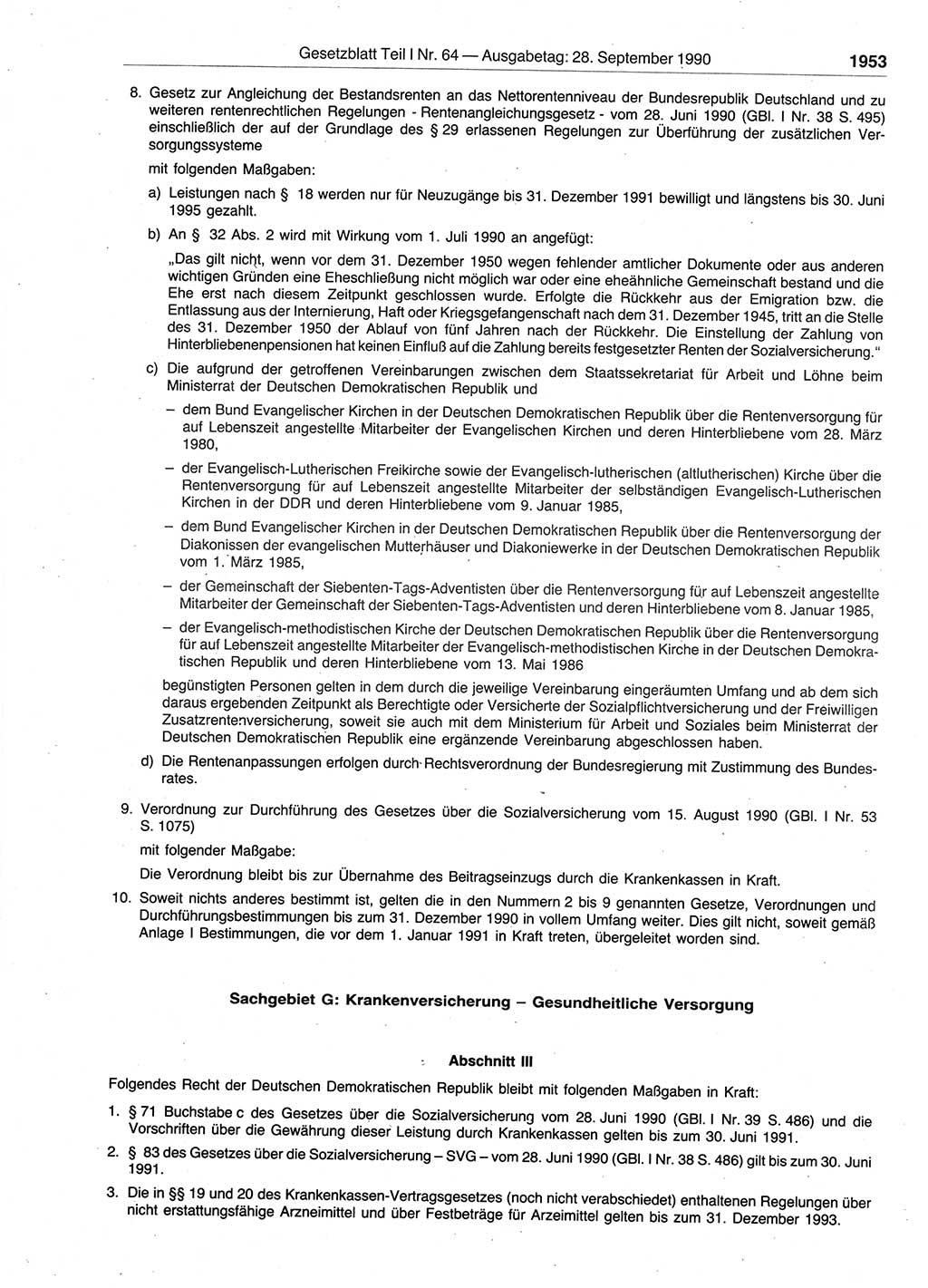 Gesetzblatt (GBl.) der Deutschen Demokratischen Republik (DDR) Teil Ⅰ 1990, Seite 1953 (GBl. DDR Ⅰ 1990, S. 1953)