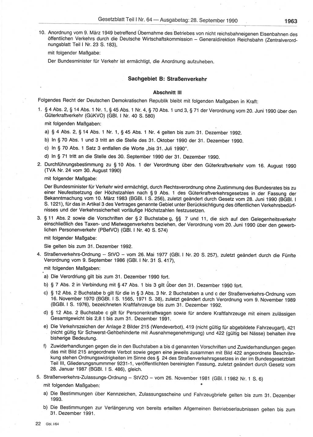 Gesetzblatt (GBl.) der Deutschen Demokratischen Republik (DDR) Teil Ⅰ 1990, Seite 1963 (GBl. DDR Ⅰ 1990, S. 1963)