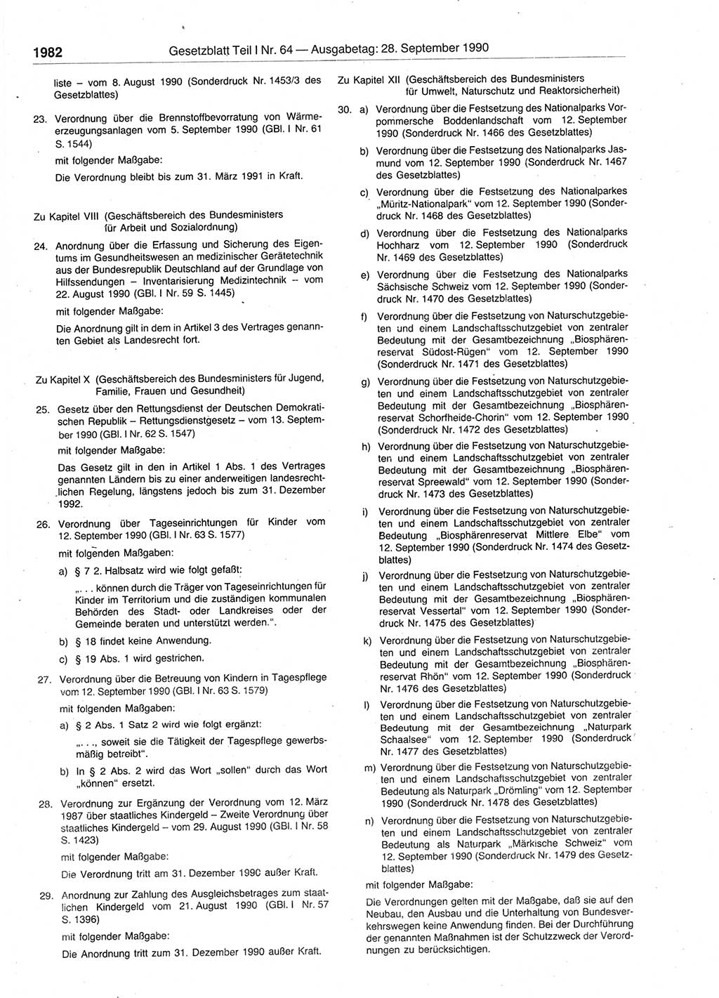 Gesetzblatt (GBl.) der Deutschen Demokratischen Republik (DDR) Teil Ⅰ 1990, Seite 1982 (GBl. DDR Ⅰ 1990, S. 1982)