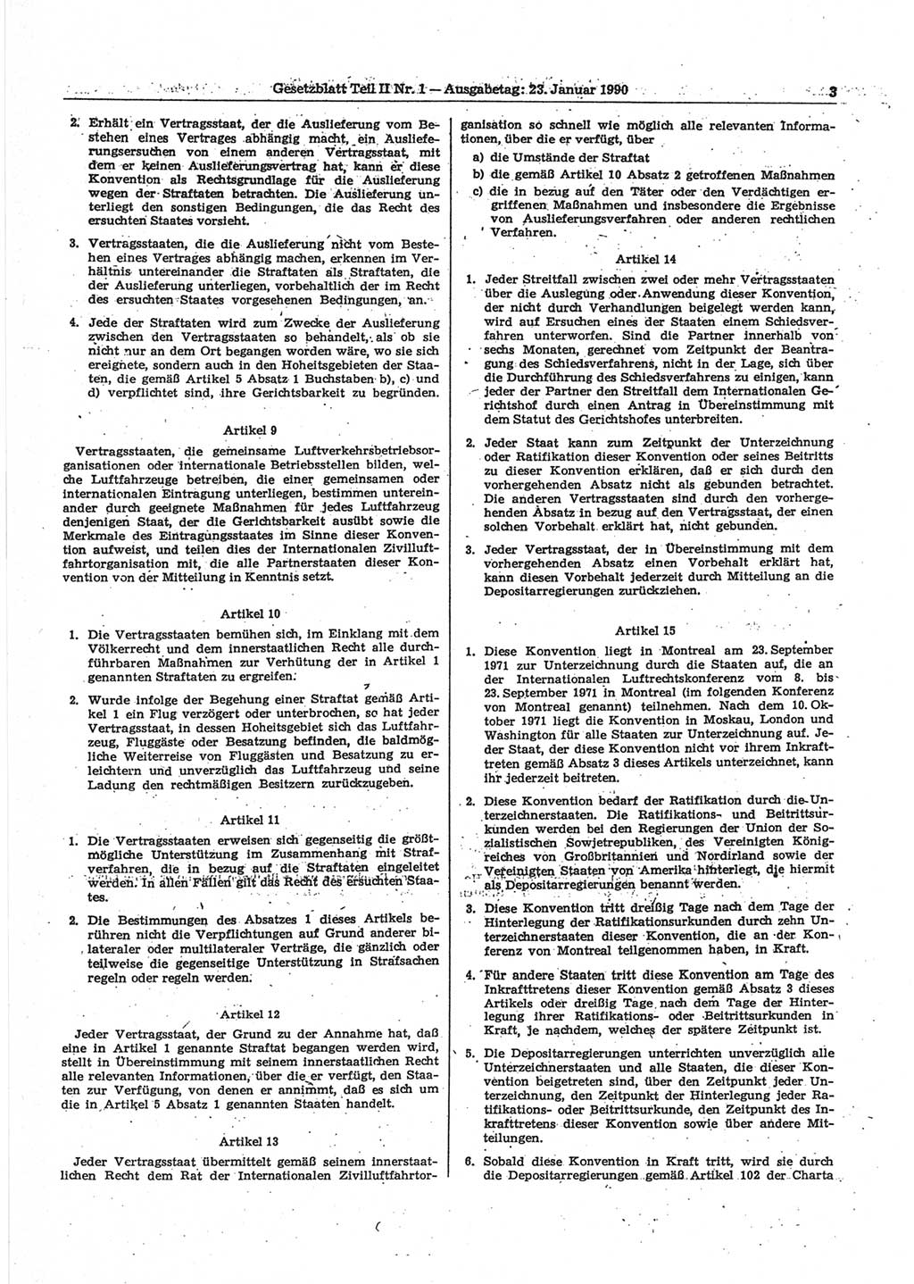 Gesetzblatt (GBl.) der Deutschen Demokratischen Republik (DDR) Teil ⅠⅠ 1990, Seite 3 (GBl. DDR ⅠⅠ 1990, S. 3)