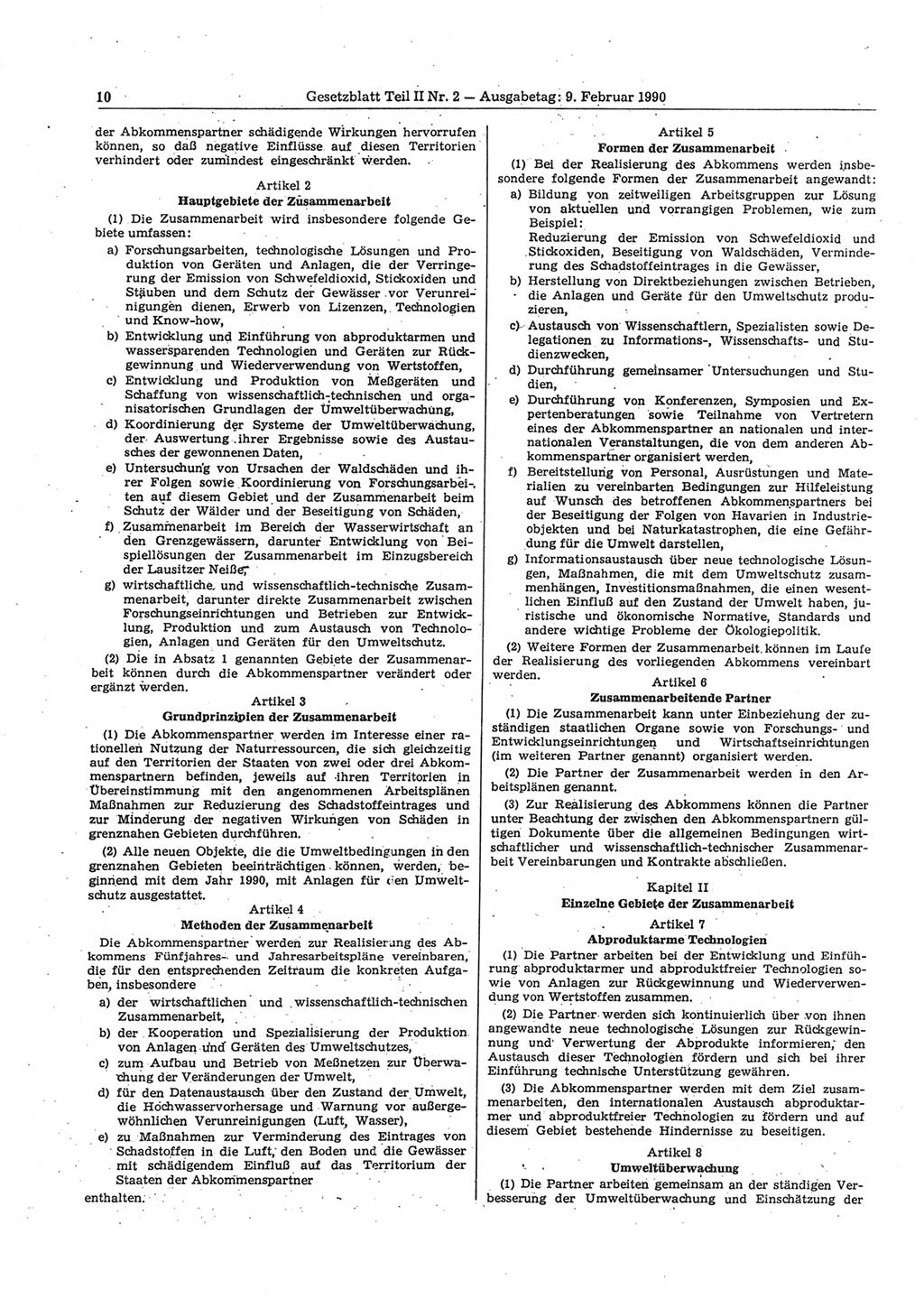 Gesetzblatt (GBl.) der Deutschen Demokratischen Republik (DDR) Teil ⅠⅠ 1990, Seite 10 (GBl. DDR ⅠⅠ 1990, S. 10)