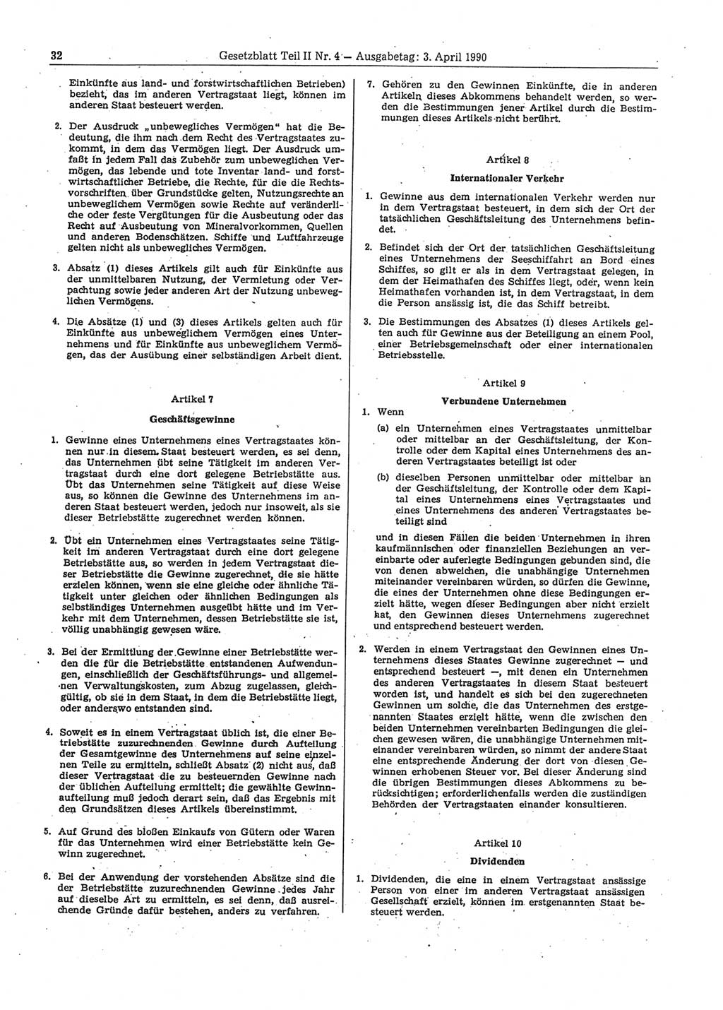 Gesetzblatt (GBl.) der Deutschen Demokratischen Republik (DDR) Teil ⅠⅠ 1990, Seite 32 (GBl. DDR ⅠⅠ 1990, S. 32)