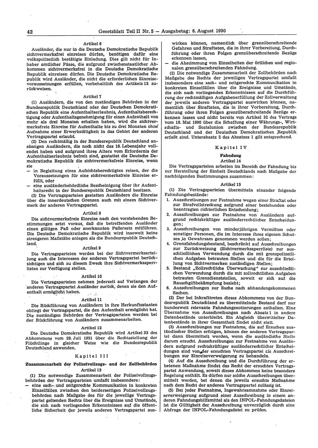 Gesetzblatt (GBl.) der Deutschen Demokratischen Republik (DDR) Teil ⅠⅠ 1990, Seite 42 (GBl. DDR ⅠⅠ 1990, S. 42)