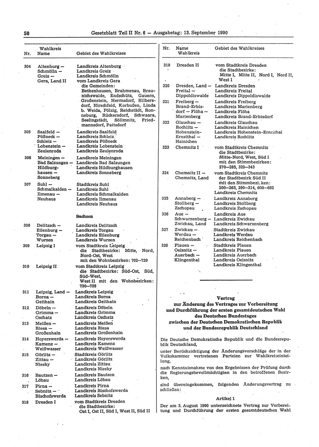 Gesetzblatt (GBl.) der Deutschen Demokratischen Republik (DDR) Teil ⅠⅠ 1990, Seite 50 (GBl. DDR ⅠⅠ 1990, S. 50)