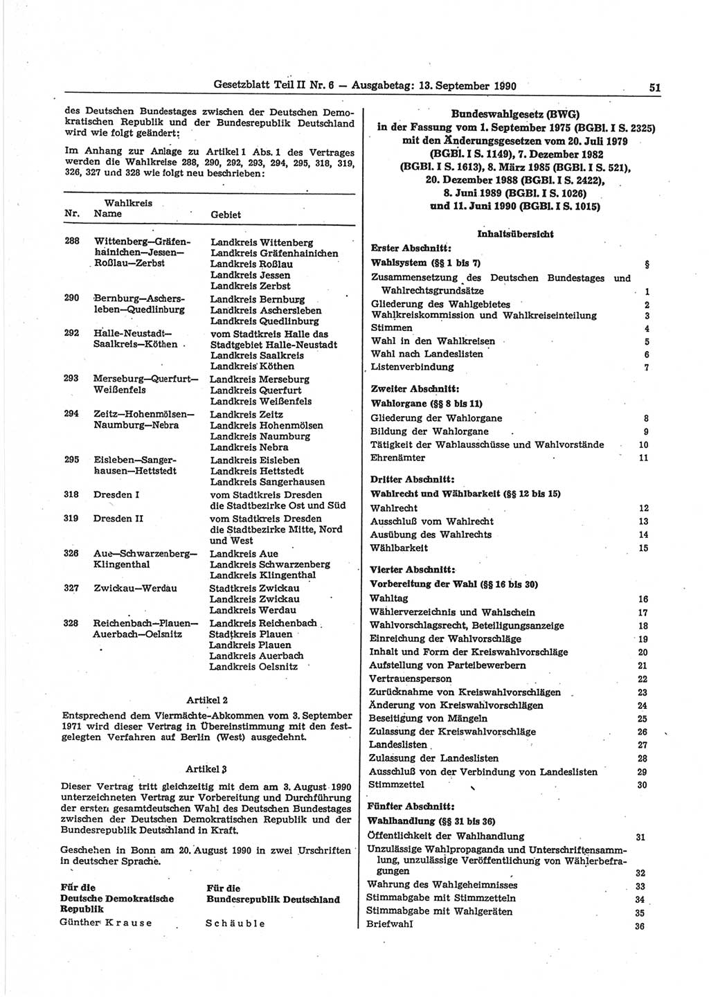 Gesetzblatt (GBl.) der Deutschen Demokratischen Republik (DDR) Teil ⅠⅠ 1990, Seite 51 (GBl. DDR ⅠⅠ 1990, S. 51)