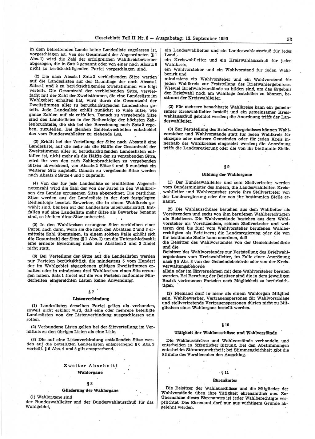 Gesetzblatt (GBl.) der Deutschen Demokratischen Republik (DDR) Teil ⅠⅠ 1990, Seite 53 (GBl. DDR ⅠⅠ 1990, S. 53)