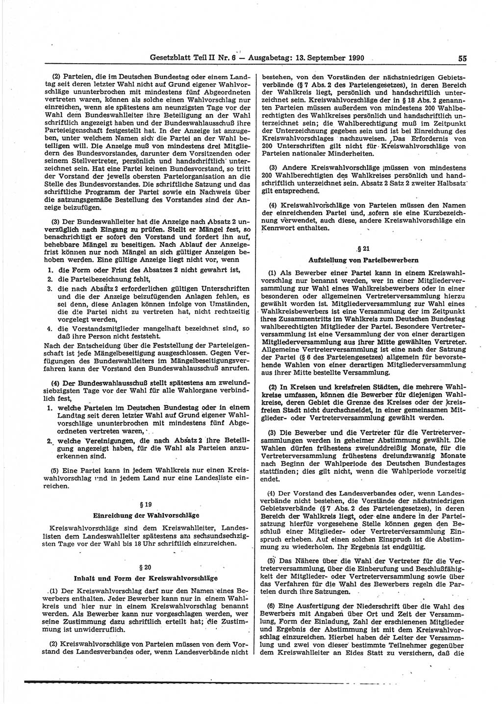 Gesetzblatt (GBl.) der Deutschen Demokratischen Republik (DDR) Teil ⅠⅠ 1990, Seite 55 (GBl. DDR ⅠⅠ 1990, S. 55)