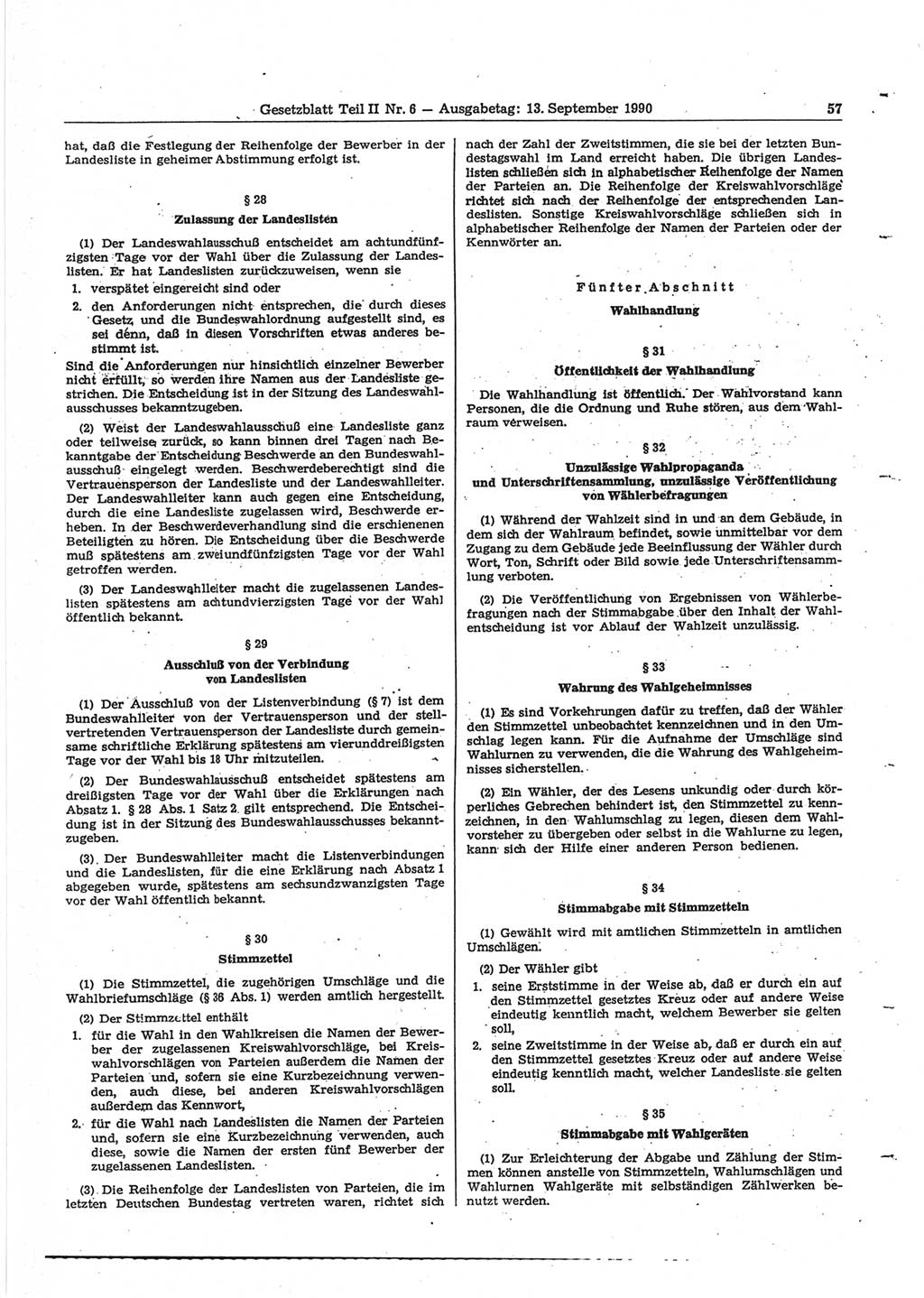 Gesetzblatt (GBl.) der Deutschen Demokratischen Republik (DDR) Teil ⅠⅠ 1990, Seite 57 (GBl. DDR ⅠⅠ 1990, S. 57)