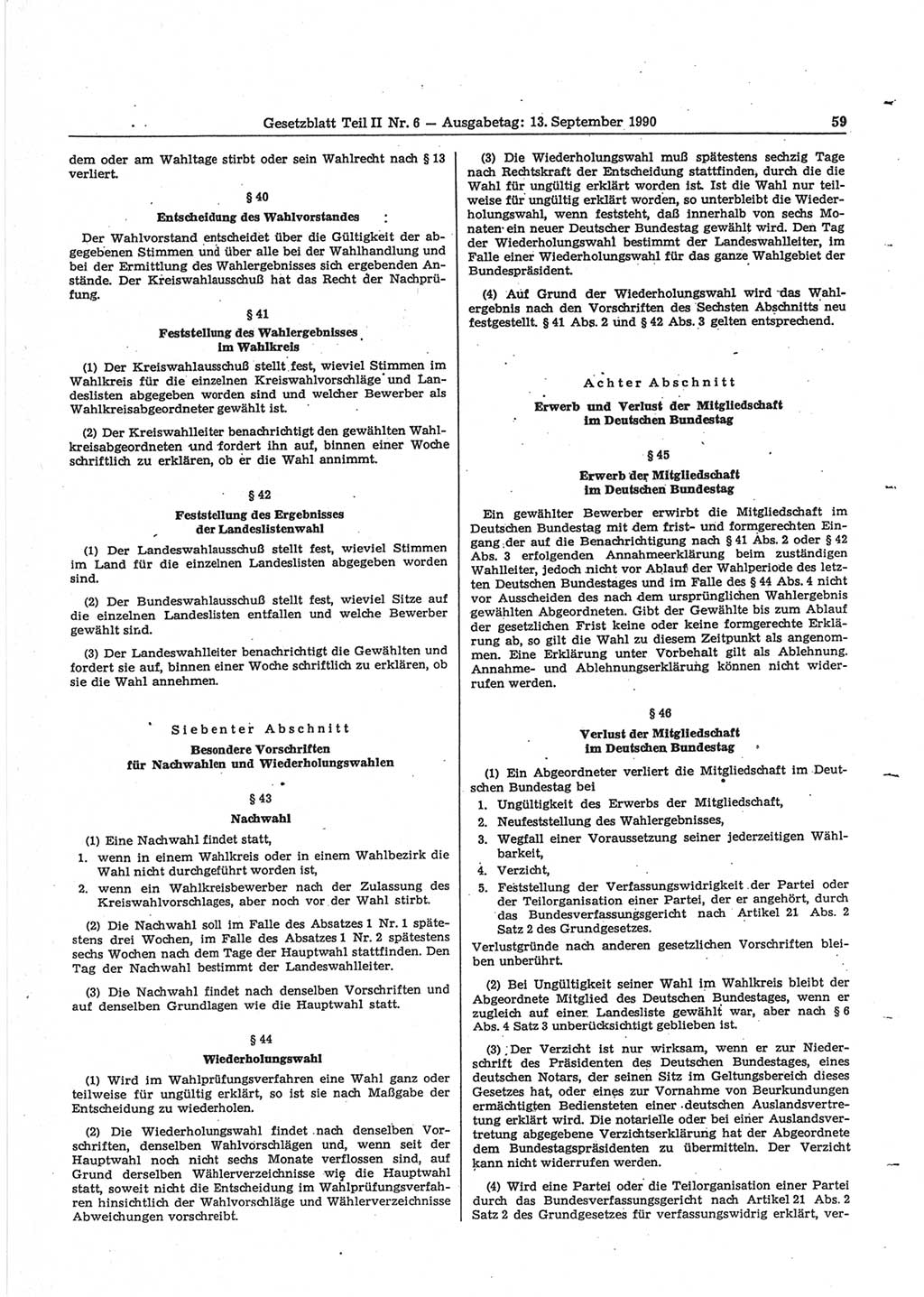 Gesetzblatt (GBl.) der Deutschen Demokratischen Republik (DDR) Teil ⅠⅠ 1990, Seite 59 (GBl. DDR ⅠⅠ 1990, S. 59)