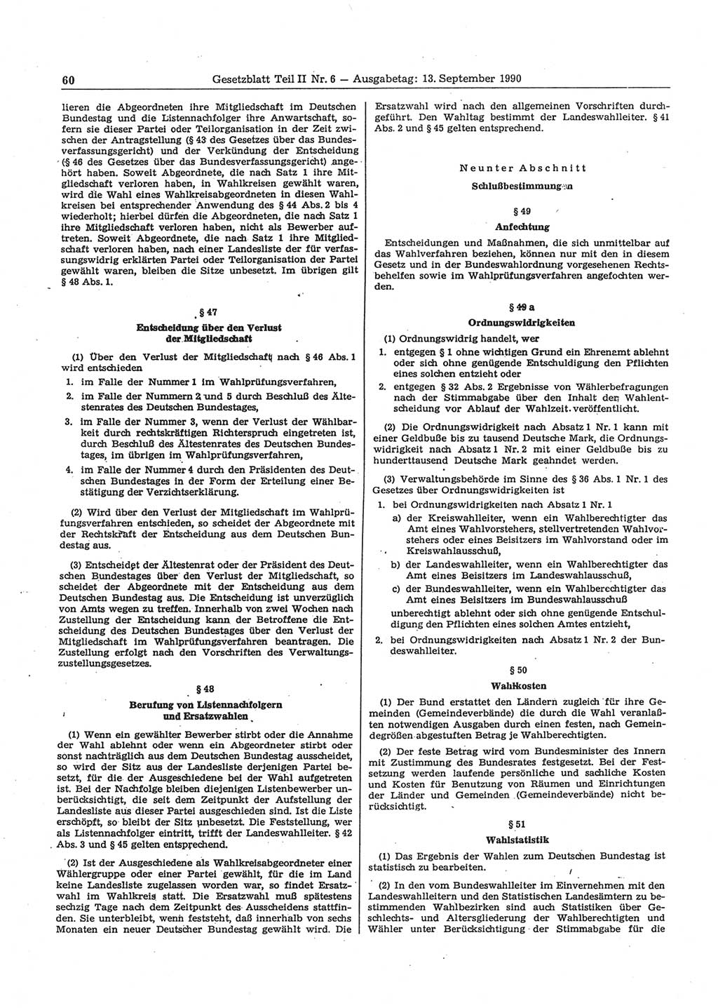 Gesetzblatt (GBl.) der Deutschen Demokratischen Republik (DDR) Teil ⅠⅠ 1990, Seite 60 (GBl. DDR ⅠⅠ 1990, S. 60)