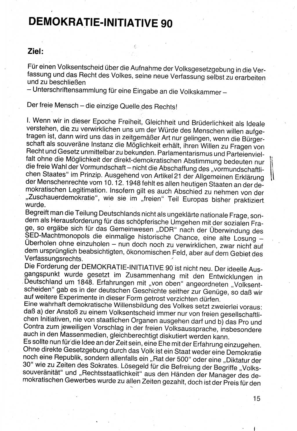 Politische Parteien und Bewegungen der DDR (Deutsche Demokratische Republik) über sich selbst 1990, Seite 15 (Pol. Part. Bew. DDR 1990, S. 15)