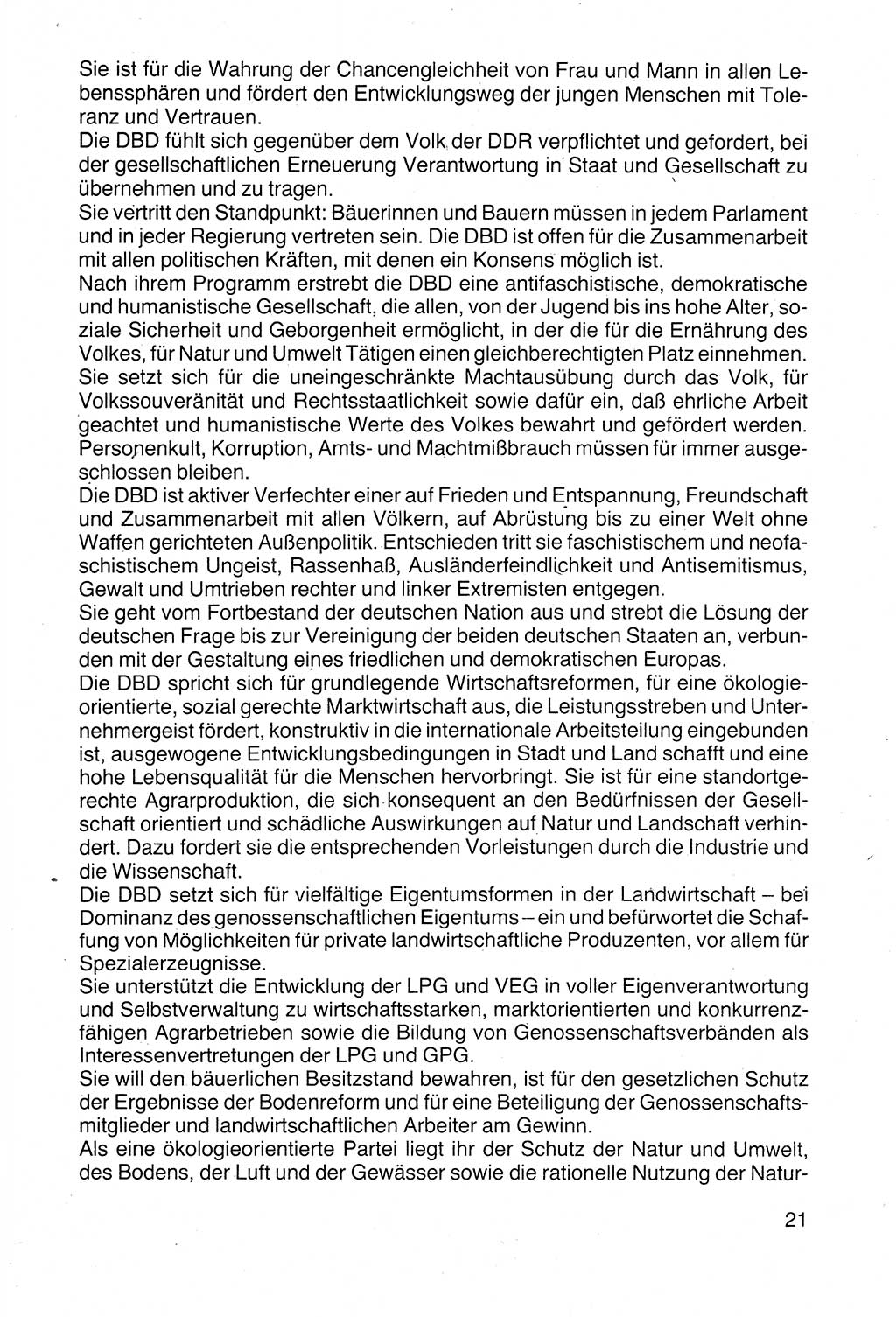 Politische Parteien und Bewegungen der DDR (Deutsche Demokratische Republik) über sich selbst 1990, Seite 21 (Pol. Part. Bew. DDR 1990, S. 21)