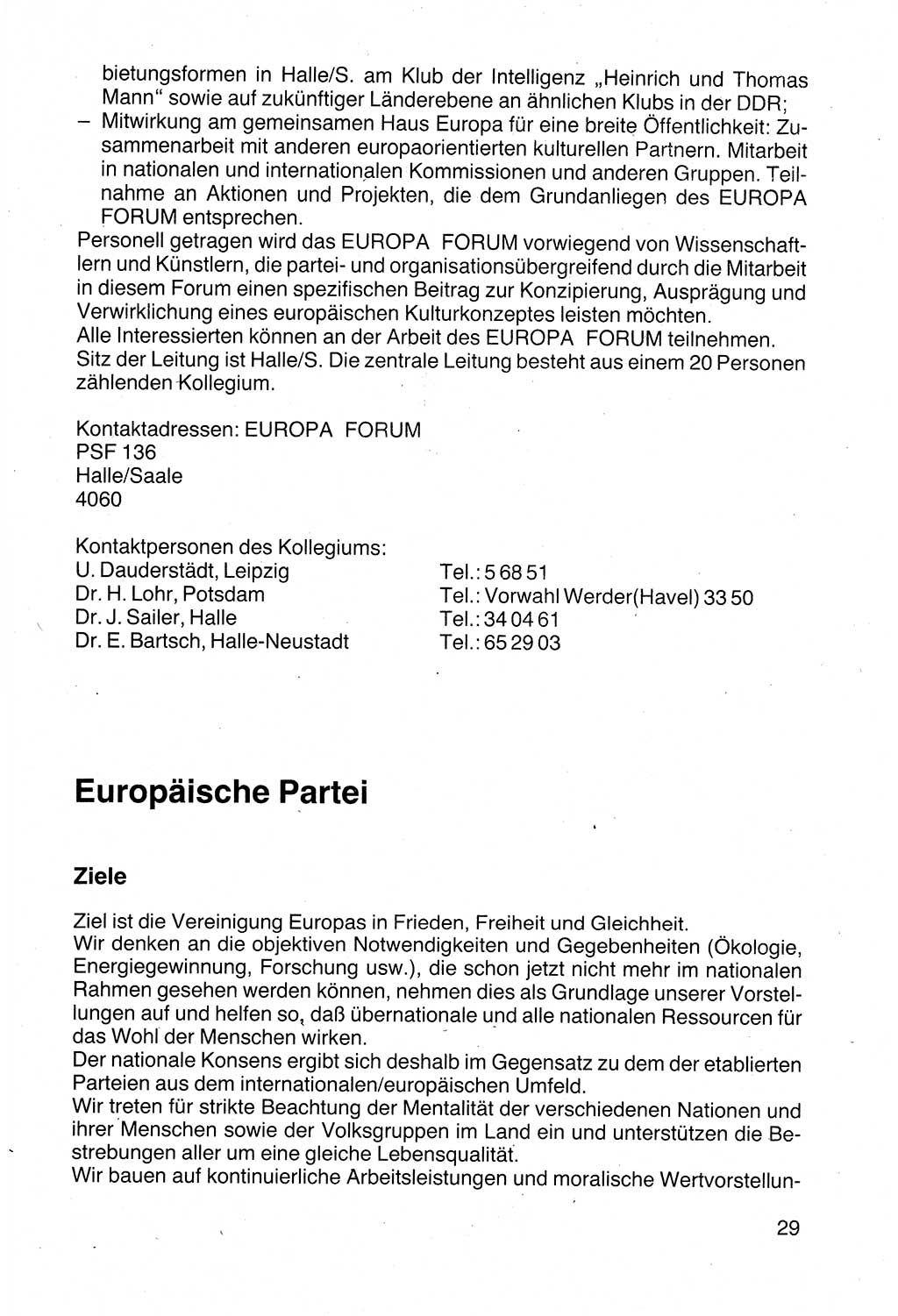 Politische Parteien und Bewegungen der DDR (Deutsche Demokratische Republik) über sich selbst 1990, Seite 29 (Pol. Part. Bew. DDR 1990, S. 29)