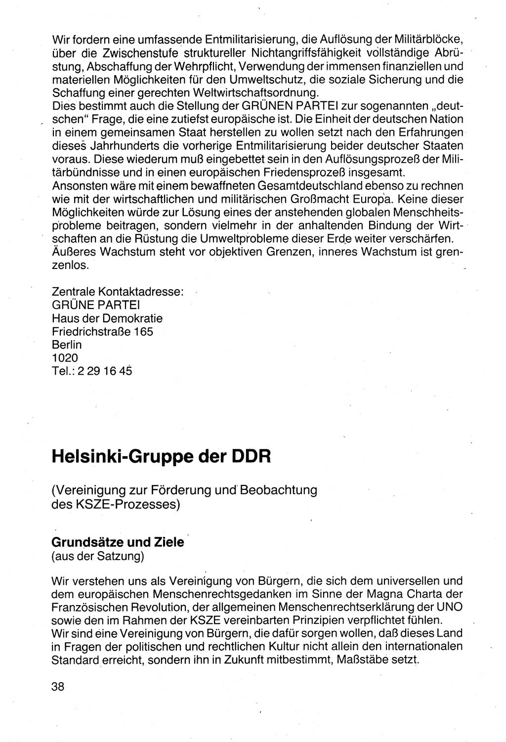 Politische Parteien und Bewegungen der DDR (Deutsche Demokratische Republik) über sich selbst 1990, Seite 38 (Pol. Part. Bew. DDR 1990, S. 38)