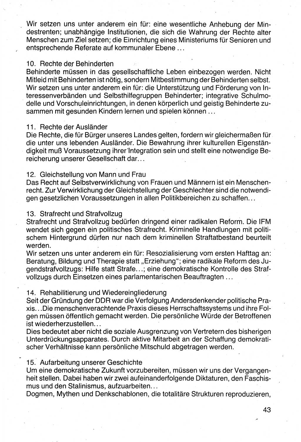 Politische Parteien und Bewegungen der DDR (Deutsche Demokratische Republik) über sich selbst 1990, Seite 43 (Pol. Part. Bew. DDR 1990, S. 43)