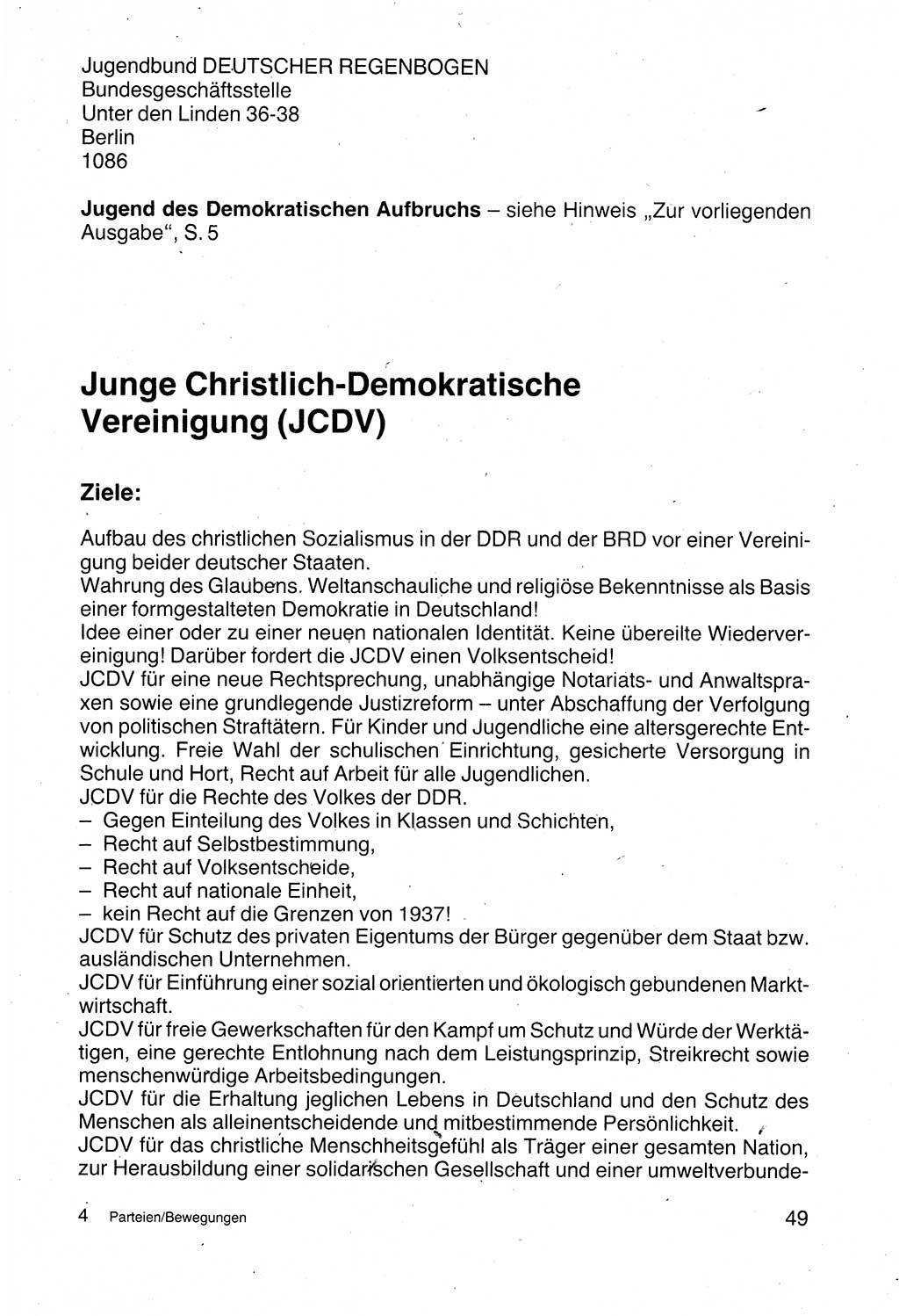 Politische Parteien und Bewegungen der DDR (Deutsche Demokratische Republik) über sich selbst 1990, Seite 49 (Pol. Part. Bew. DDR 1990, S. 49)