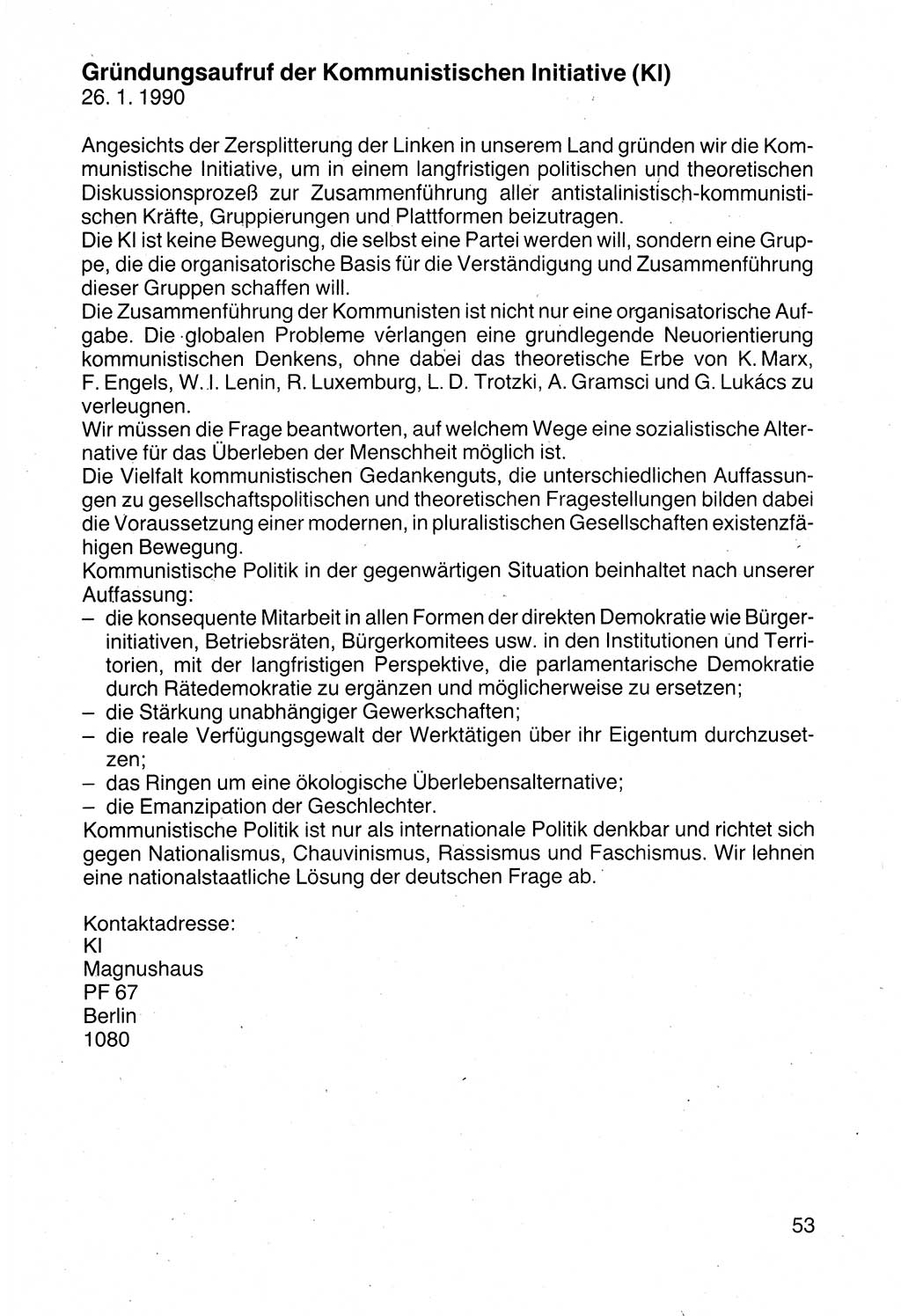 Politische Parteien und Bewegungen der DDR (Deutsche Demokratische Republik) über sich selbst 1990, Seite 53 (Pol. Part. Bew. DDR 1990, S. 53)