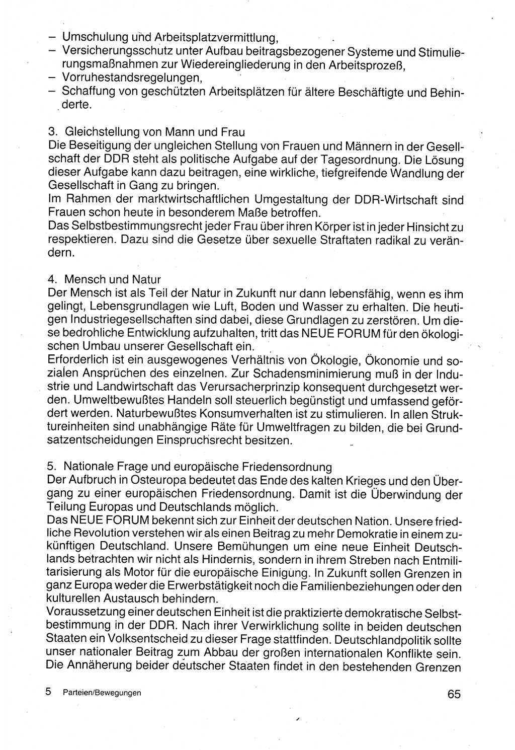 Politische Parteien und Bewegungen der DDR (Deutsche Demokratische Republik) über sich selbst 1990, Seite 65 (Pol. Part. Bew. DDR 1990, S. 65)