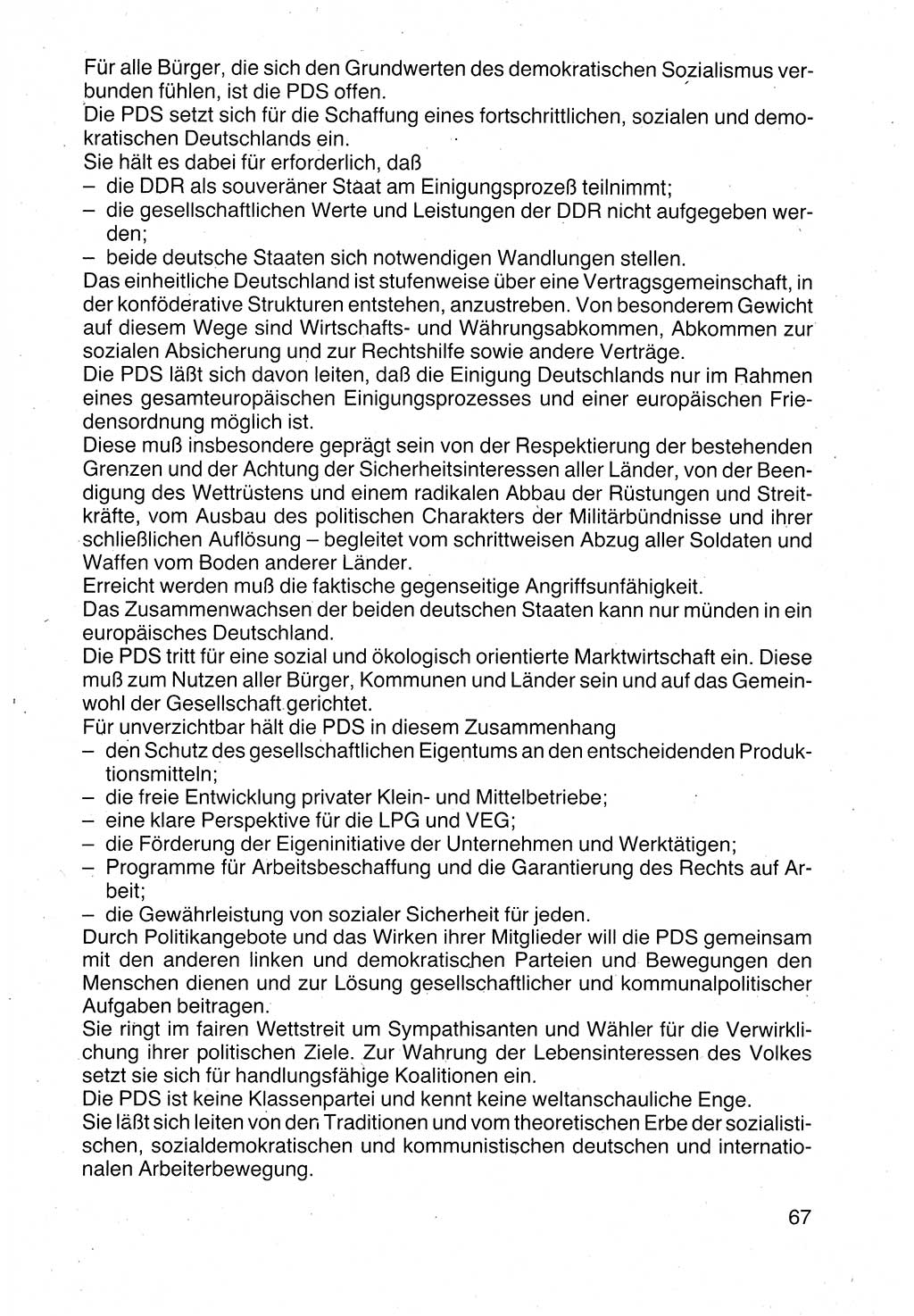 Politische Parteien und Bewegungen der DDR (Deutsche Demokratische Republik) über sich selbst 1990, Seite 67 (Pol. Part. Bew. DDR 1990, S. 67)