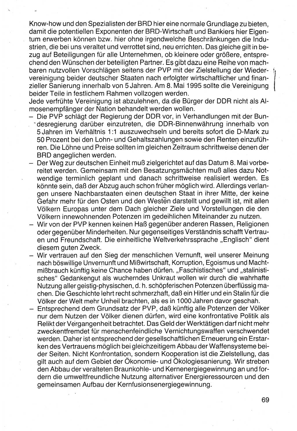 Politische Parteien und Bewegungen der DDR (Deutsche Demokratische Republik) über sich selbst 1990, Seite 69 (Pol. Part. Bew. DDR 1990, S. 69)