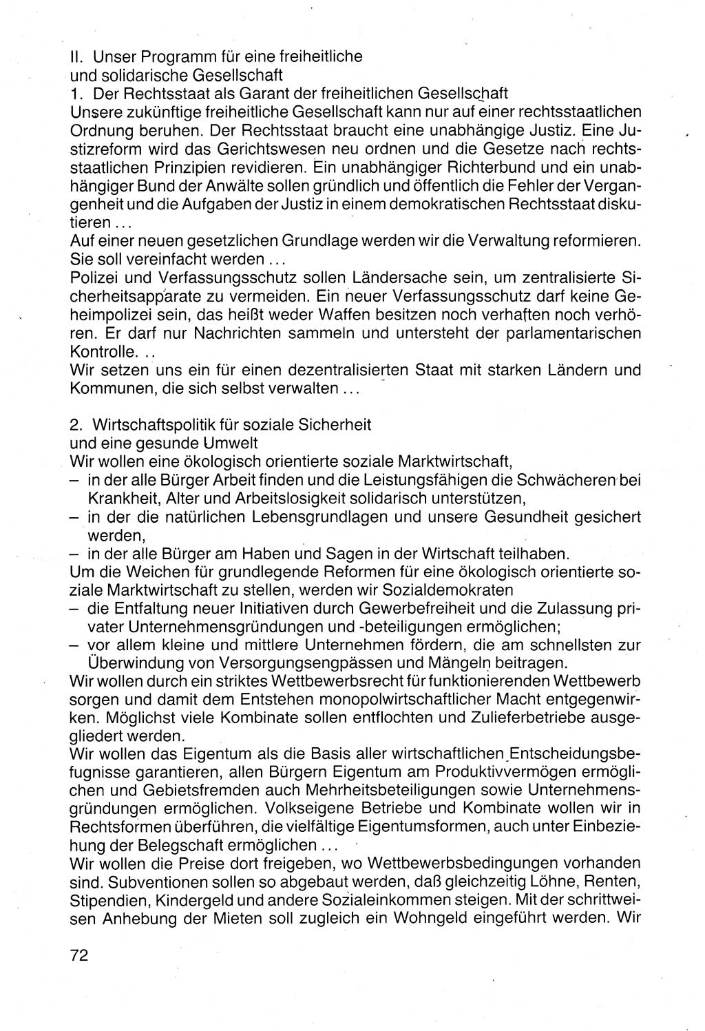 Politische Parteien und Bewegungen der DDR (Deutsche Demokratische Republik) über sich selbst 1990, Seite 72 (Pol. Part. Bew. DDR 1990, S. 72)