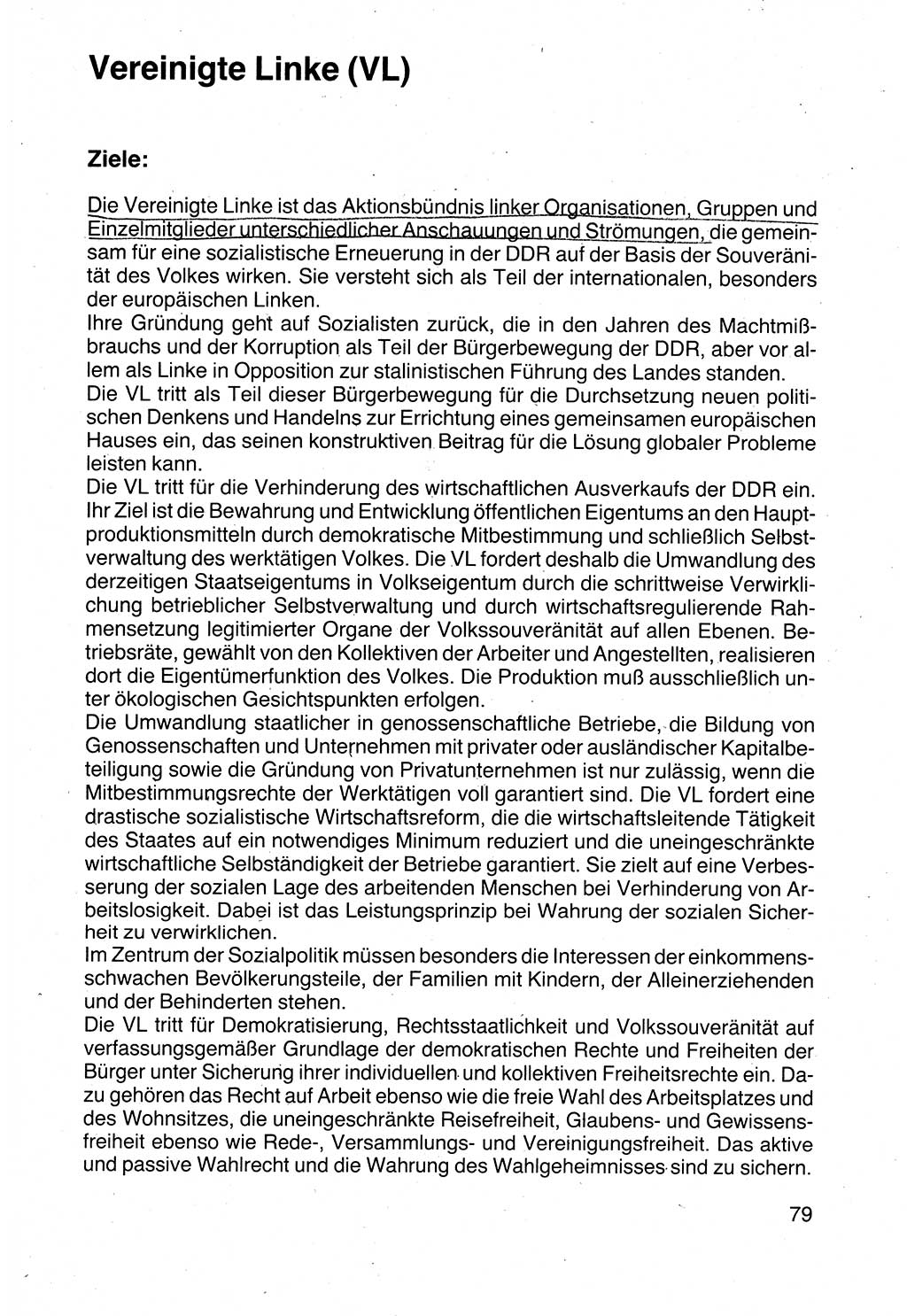 Politische Parteien und Bewegungen der DDR (Deutsche Demokratische Republik) über sich selbst 1990, Seite 79 (Pol. Part. Bew. DDR 1990, S. 79)
