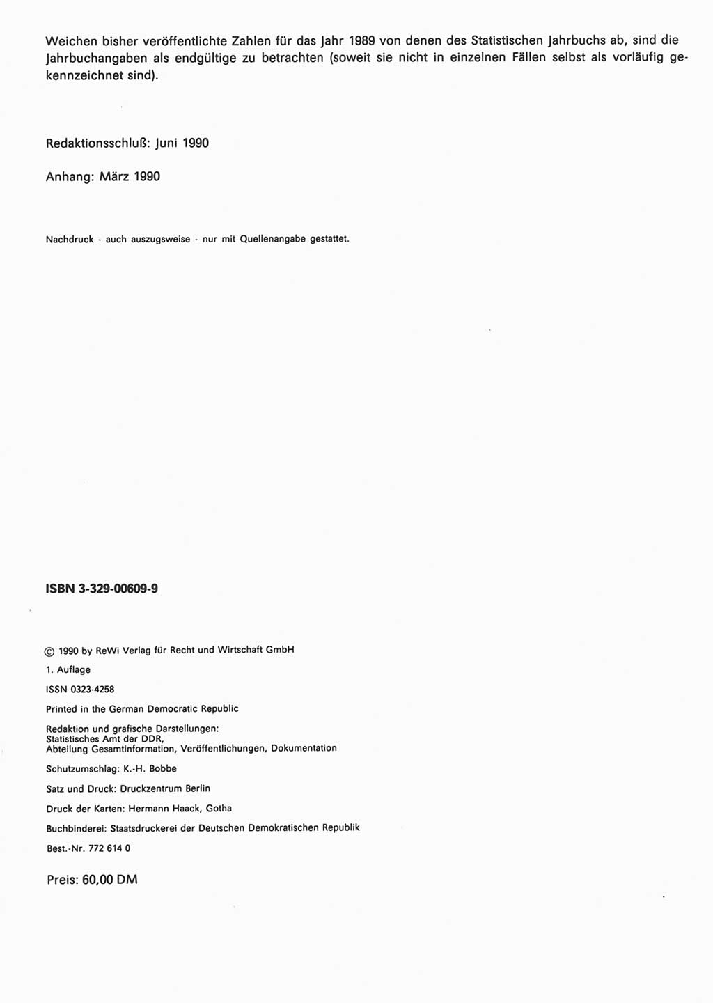 Statistisches Jahrbuch der Deutschen Demokratischen Republik (DDR) 1990, Seite 2 (Stat. Jb. DDR 1990, S. 2)