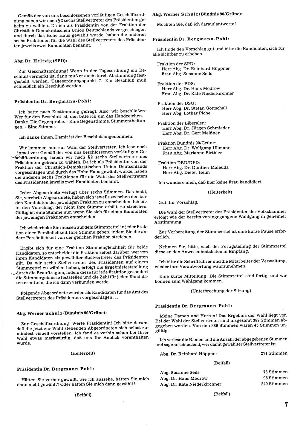 Tagungen der Volkskammer (VK) der Deutschen Demokratischen Republik (DDR), 10. Wahlperiode 1990, Seite 7 (VK. DDR 10. WP. 1990, Prot. Tg. 1-38, 5.4.-2.10.1990, S. 7)