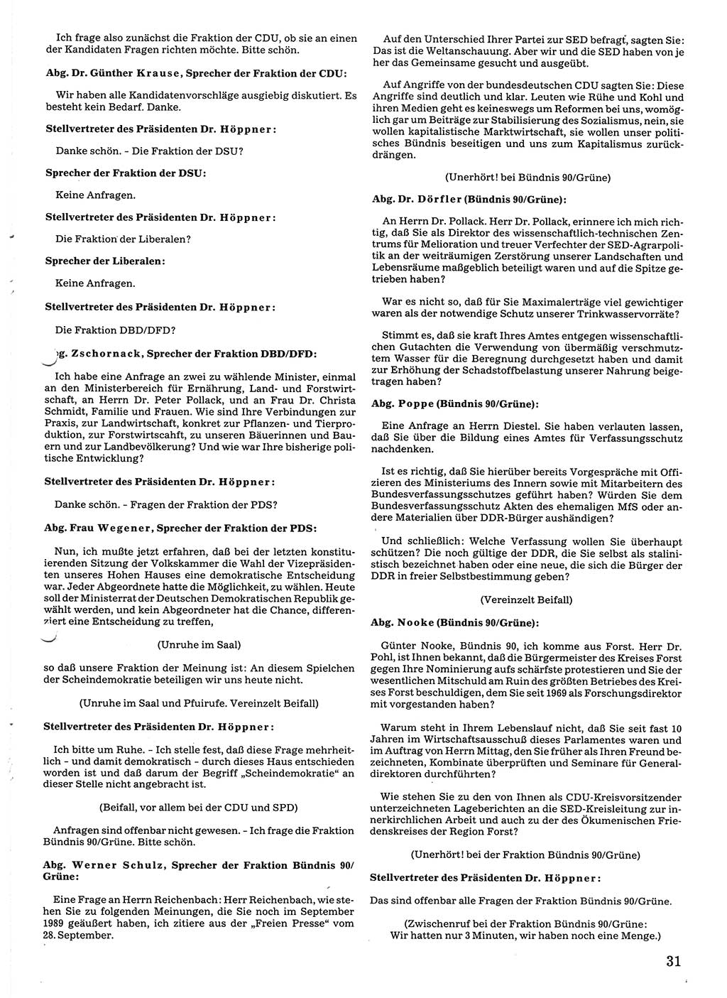 Tagungen der Volkskammer (VK) der Deutschen Demokratischen Republik (DDR), 10. Wahlperiode 1990, Seite 31 (VK. DDR 10. WP. 1990, Prot. Tg. 1-38, 5.4.-2.10.1990, S. 31)