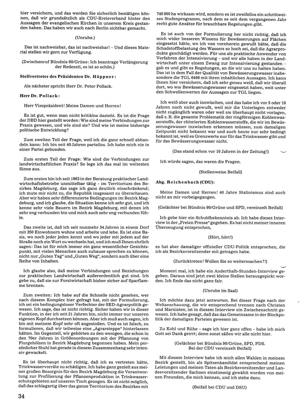 Tagungen der Volkskammer (VK) der Deutschen Demokratischen Republik (DDR), 10. Wahlperiode 1990, Seite 34 (VK. DDR 10. WP. 1990, Prot. Tg. 1-38, 5.4.-2.10.1990, S. 34)