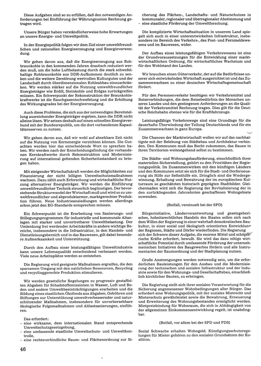 Tagungen der Volkskammer (VK) der Deutschen Demokratischen Republik (DDR), 10. Wahlperiode 1990, Seite 46 (VK. DDR 10. WP. 1990, Prot. Tg. 1-38, 5.4.-2.10.1990, S. 46)