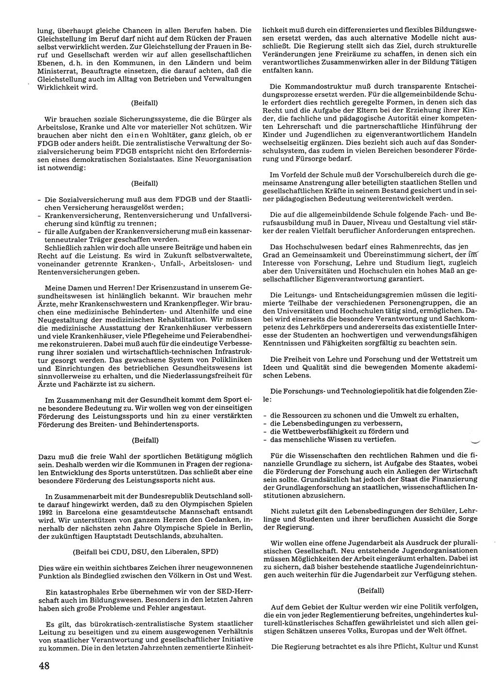 Tagungen der Volkskammer (VK) der Deutschen Demokratischen Republik (DDR), 10. Wahlperiode 1990, Seite 48 (VK. DDR 10. WP. 1990, Prot. Tg. 1-38, 5.4.-2.10.1990, S. 48)