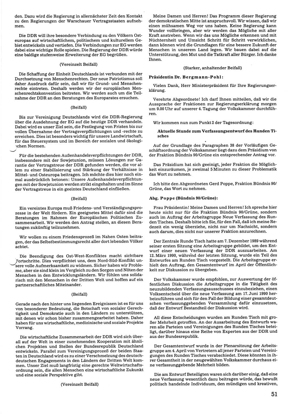 Tagungen der Volkskammer (VK) der Deutschen Demokratischen Republik (DDR), 10. Wahlperiode 1990, Seite 51 (VK. DDR 10. WP. 1990, Prot. Tg. 1-38, 5.4.-2.10.1990, S. 51)