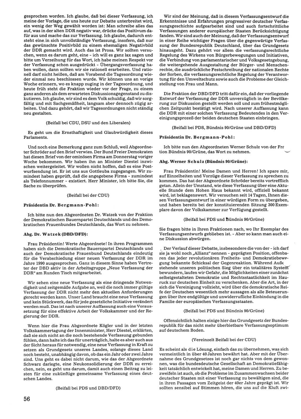 Tagungen der Volkskammer (VK) der Deutschen Demokratischen Republik (DDR), 10. Wahlperiode 1990, Seite 56 (VK. DDR 10. WP. 1990, Prot. Tg. 1-38, 5.4.-2.10.1990, S. 56)