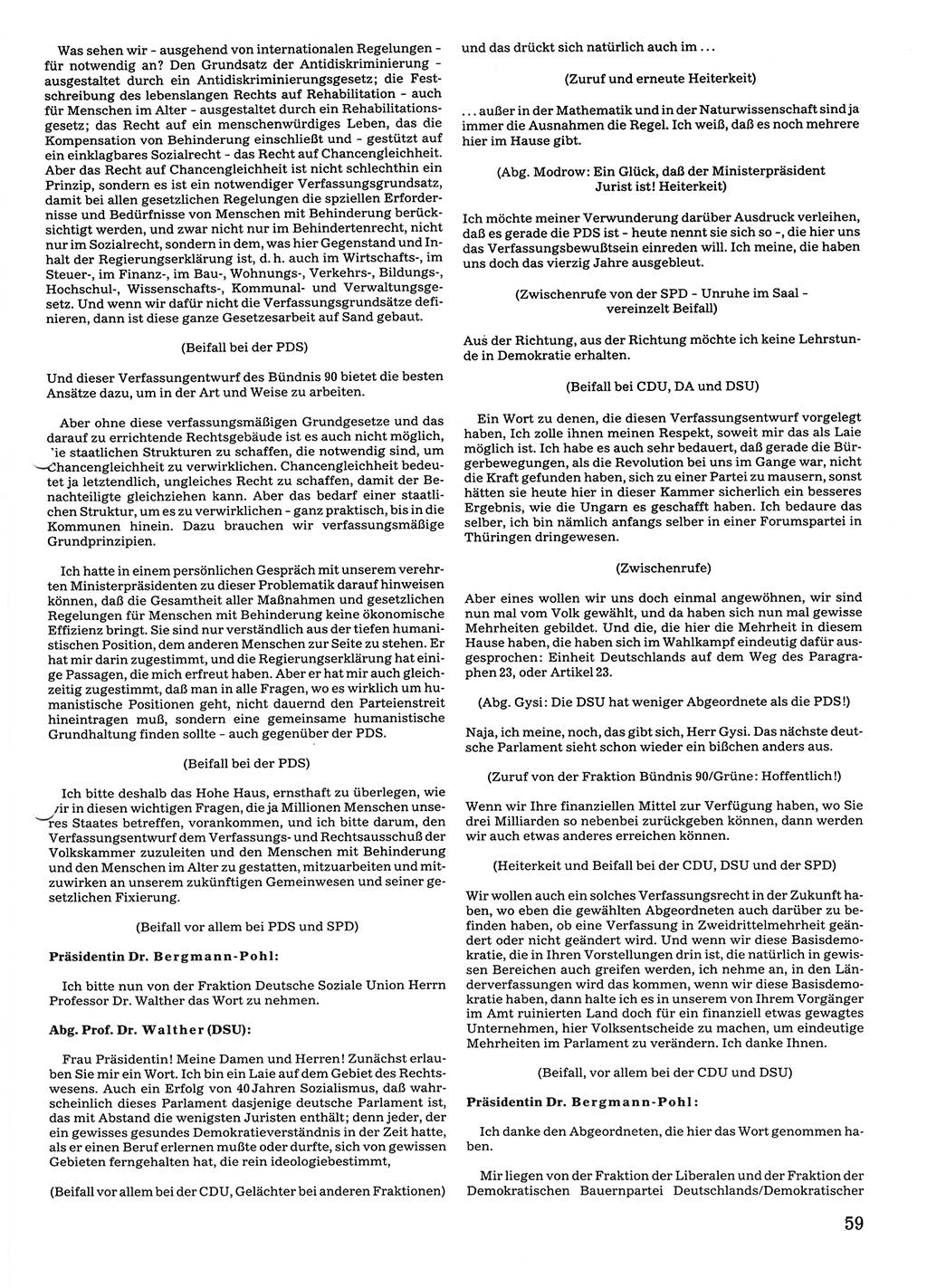 Tagungen der Volkskammer (VK) der Deutschen Demokratischen Republik (DDR), 10. Wahlperiode 1990, Seite 59 (VK. DDR 10. WP. 1990, Prot. Tg. 1-38, 5.4.-2.10.1990, S. 59)