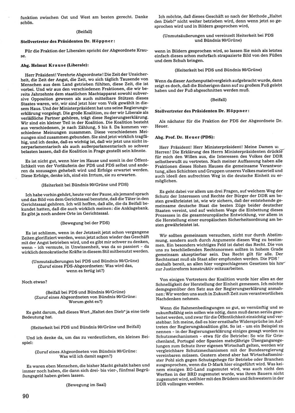 Tagungen der Volkskammer (VK) der Deutschen Demokratischen Republik (DDR), 10. Wahlperiode 1990, Seite 90 (VK. DDR 10. WP. 1990, Prot. Tg. 1-38, 5.4.-2.10.1990, S. 90)