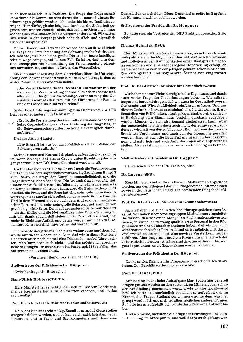 Tagungen der Volkskammer (VK) der Deutschen Demokratischen Republik (DDR), 10. Wahlperiode 1990, Seite 107 (VK. DDR 10. WP. 1990, Prot. Tg. 1-38, 5.4.-2.10.1990, S. 107)