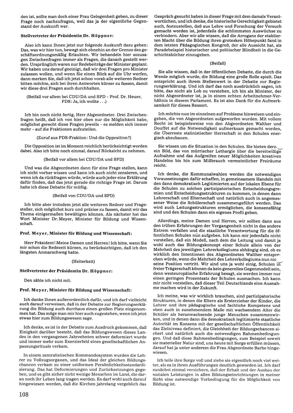 Tagungen der Volkskammer (VK) der Deutschen Demokratischen Republik (DDR), 10. Wahlperiode 1990, Seite 108 (VK. DDR 10. WP. 1990, Prot. Tg. 1-38, 5.4.-2.10.1990, S. 108)