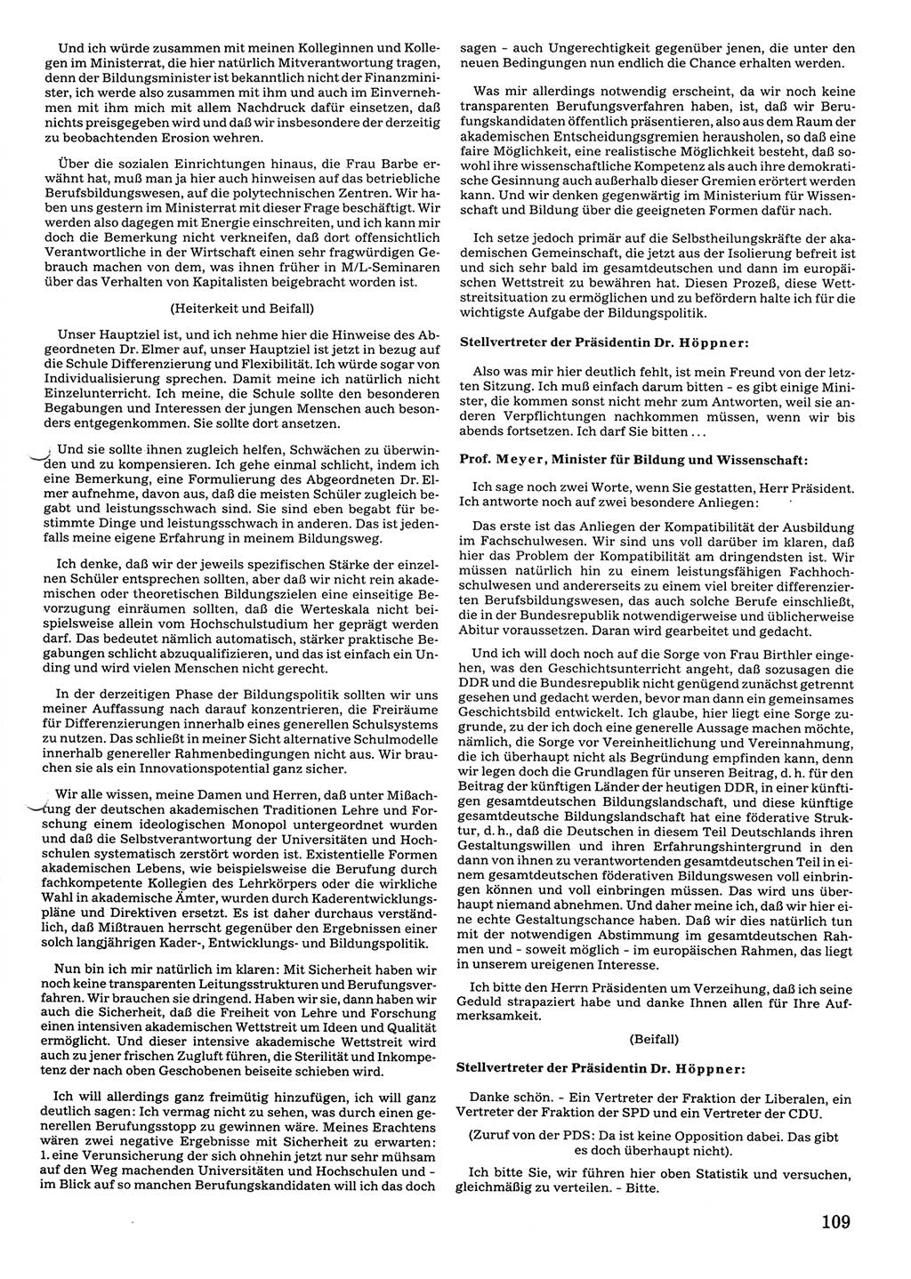 Tagungen der Volkskammer (VK) der Deutschen Demokratischen Republik (DDR), 10. Wahlperiode 1990, Seite 109 (VK. DDR 10. WP. 1990, Prot. Tg. 1-38, 5.4.-2.10.1990, S. 109)