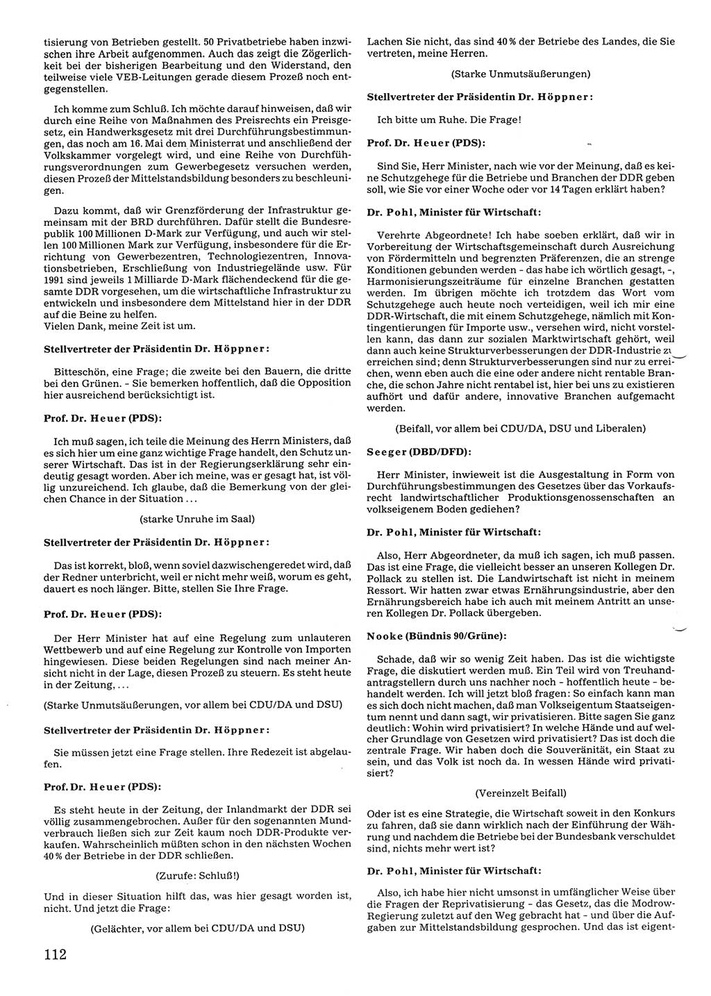 Tagungen der Volkskammer (VK) der Deutschen Demokratischen Republik (DDR), 10. Wahlperiode 1990, Seite 112 (VK. DDR 10. WP. 1990, Prot. Tg. 1-38, 5.4.-2.10.1990, S. 112)