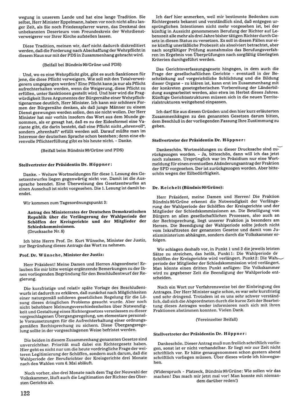 Tagungen der Volkskammer (VK) der Deutschen Demokratischen Republik (DDR), 10. Wahlperiode 1990, Seite 122 (VK. DDR 10. WP. 1990, Prot. Tg. 1-38, 5.4.-2.10.1990, S. 122)