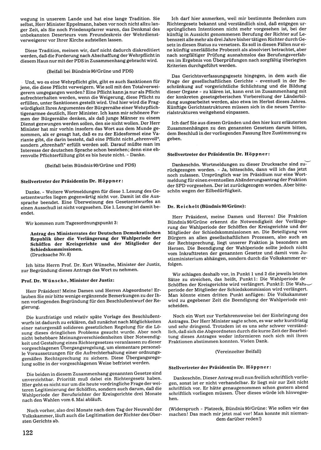 Tagungen der Volkskammer (VK) der Deutschen Demokratischen Republik (DDR), 10. Wahlperiode 1990, Seite 122 (VK. DDR 10. WP. 1990, Prot. Tg. 1-38, 5.4.-2.10.1990, S. 122)