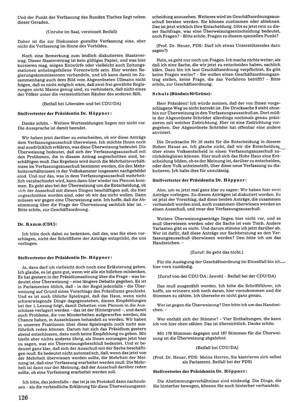 Tagungen der Volkskammer (VK) der Deutschen Demokratischen Republik (DDR), 10. Wahlperiode 1990, Seite 126 (VK. DDR 10. WP. 1990, Prot. Tg. 1-38, 5.4.-2.10.1990, S. 126)