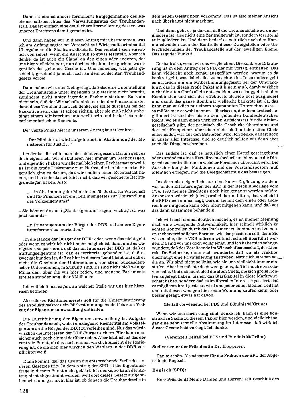 Tagungen der Volkskammer (VK) der Deutschen Demokratischen Republik (DDR), 10. Wahlperiode 1990, Seite 128 (VK. DDR 10. WP. 1990, Prot. Tg. 1-38, 5.4.-2.10.1990, S. 128)