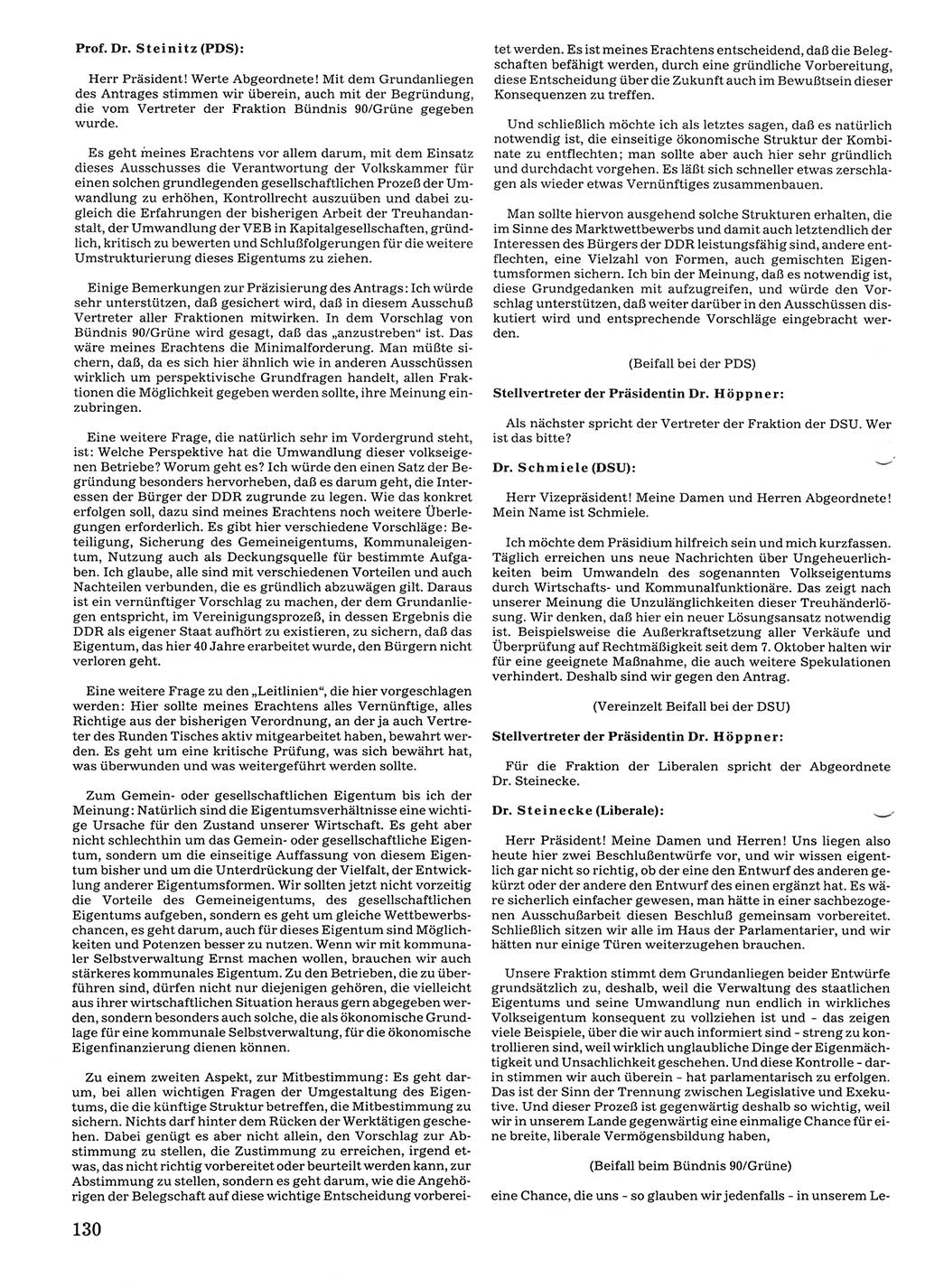 Tagungen der Volkskammer (VK) der Deutschen Demokratischen Republik (DDR), 10. Wahlperiode 1990, Seite 130 (VK. DDR 10. WP. 1990, Prot. Tg. 1-38, 5.4.-2.10.1990, S. 130)