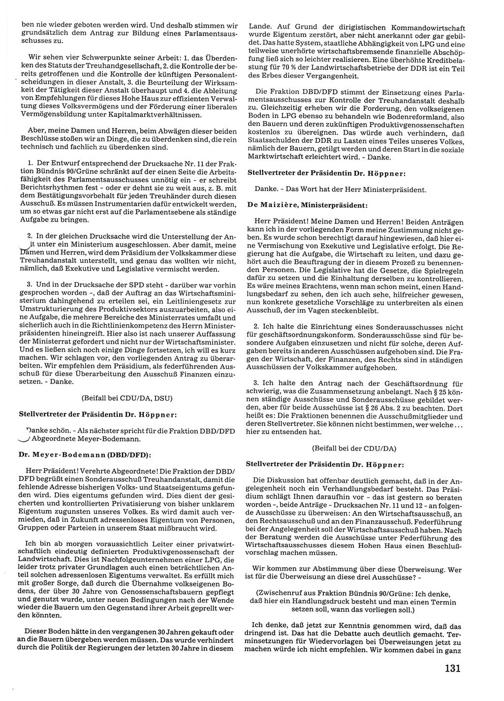 Tagungen der Volkskammer (VK) der Deutschen Demokratischen Republik (DDR), 10. Wahlperiode 1990, Seite 131 (VK. DDR 10. WP. 1990, Prot. Tg. 1-38, 5.4.-2.10.1990, S. 131)