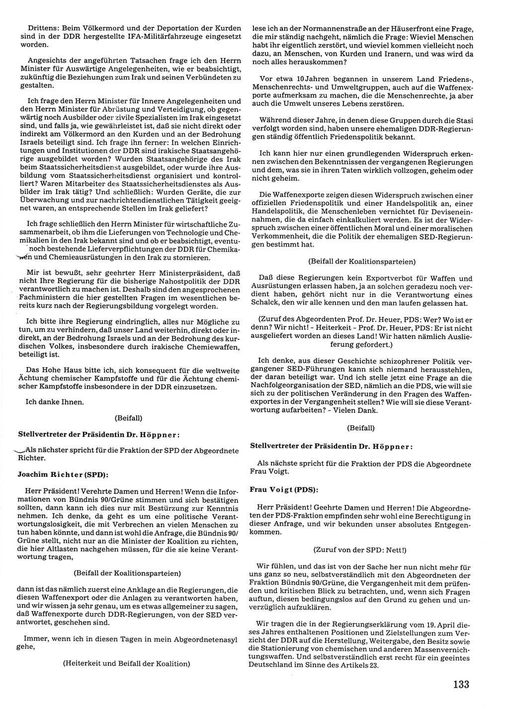 Tagungen der Volkskammer (VK) der Deutschen Demokratischen Republik (DDR), 10. Wahlperiode 1990, Seite 133 (VK. DDR 10. WP. 1990, Prot. Tg. 1-38, 5.4.-2.10.1990, S. 133)
