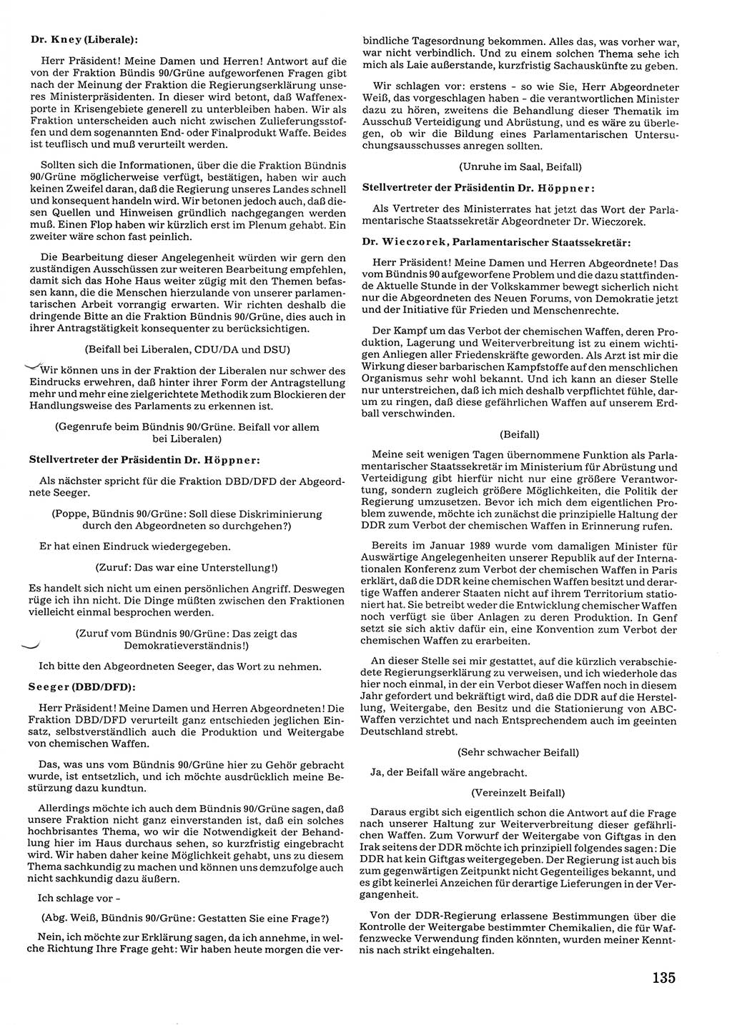 Tagungen der Volkskammer (VK) der Deutschen Demokratischen Republik (DDR), 10. Wahlperiode 1990, Seite 135 (VK. DDR 10. WP. 1990, Prot. Tg. 1-38, 5.4.-2.10.1990, S. 135)